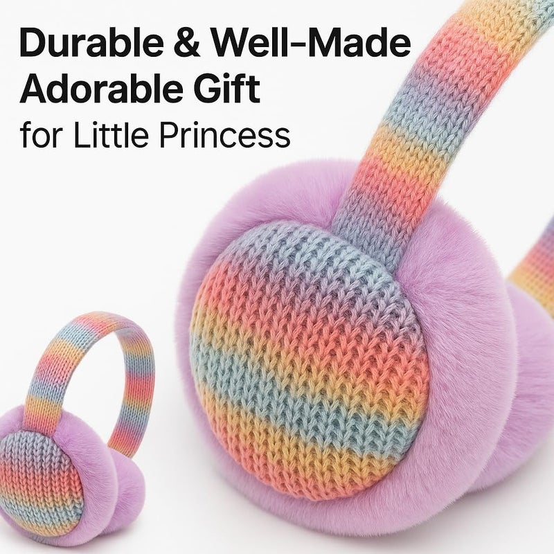 BUTITNOW Winter Knit EarMuffs for Kids Warm Furry Girls Ear Muffs Plush Toddler Ear Warmers Outdoor Ear Covers - Image 3